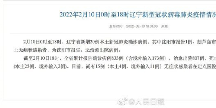 【辽宁新增2例本土无症状感染者,辽宁新增1例无症状】 【辽宁新增2例本土无症状感染者,辽宁新增1例无症状】