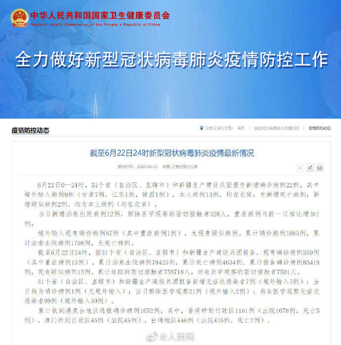 31省新增境外20例/31省新增境外25例