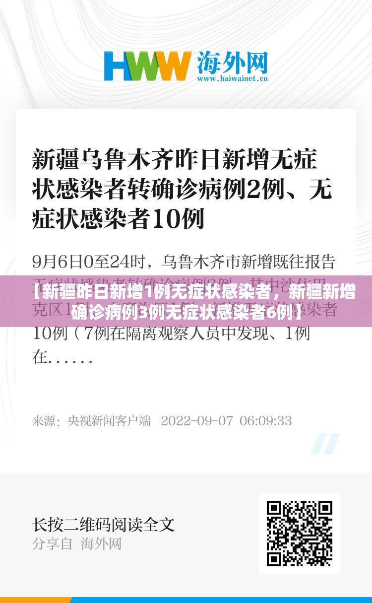 【新疆昨日新增1例无症状感染者,新疆新增确诊病例3例无症状感染者6例】 【新疆昨日新增1例无症状感染者,新疆新增确诊病例3例无症状感染者6例】
