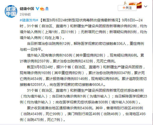 31省新增11例境外输入病例/31省新增11例均为境外输入