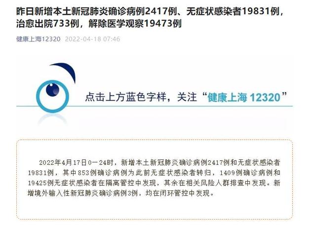【上海昨日新增确诊2417例,上海昨日新增疑似病例】 【上海昨日新增确诊2417例,上海昨日新增疑似病例】