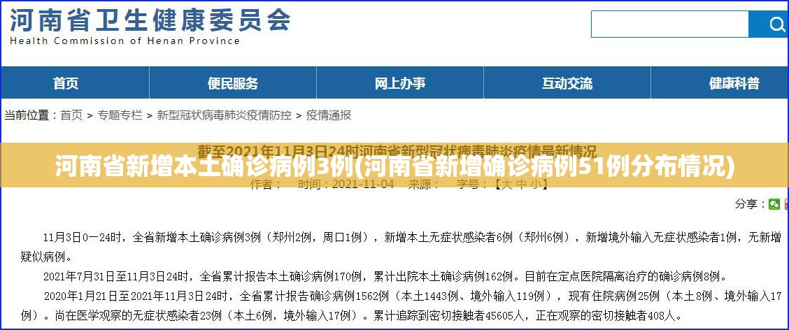 河南省新增本土确诊病例3例(河南省新增确诊病例51例分布情况) 河南省新增本土确诊病例3例(河南省新增确诊病例51例分布情况)