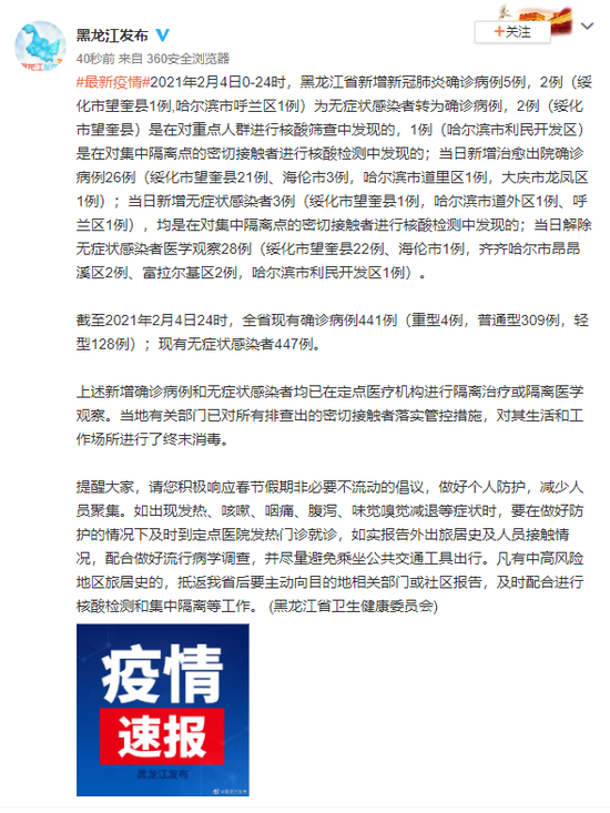 黑龙江新增确诊病例(黑龙江新增确诊病例2841例)