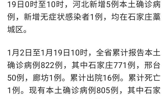 石家庄新增无症状1例(石家庄新增5例本地确诊1例无症状) 石家庄新增无症状1例(石家庄新增5例本地确诊1例无症状)