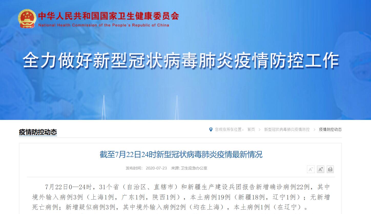 【31省份新增确诊22例其中本土19例,31省份新增确诊24例 本土3例】 【31省份新增确诊22例其中本土19例,31省份新增确诊24例 本土3例】