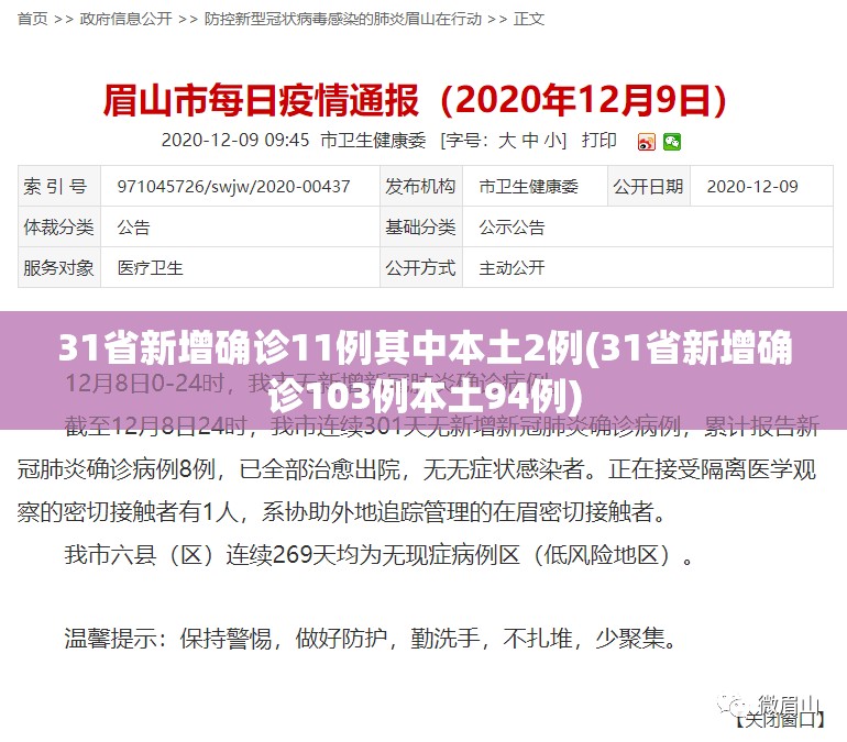 31省新增确诊11例其中本土2例(31省新增确诊103例本土94例) 31省新增确诊11例其中本土2例(31省新增确诊103例本土94例)