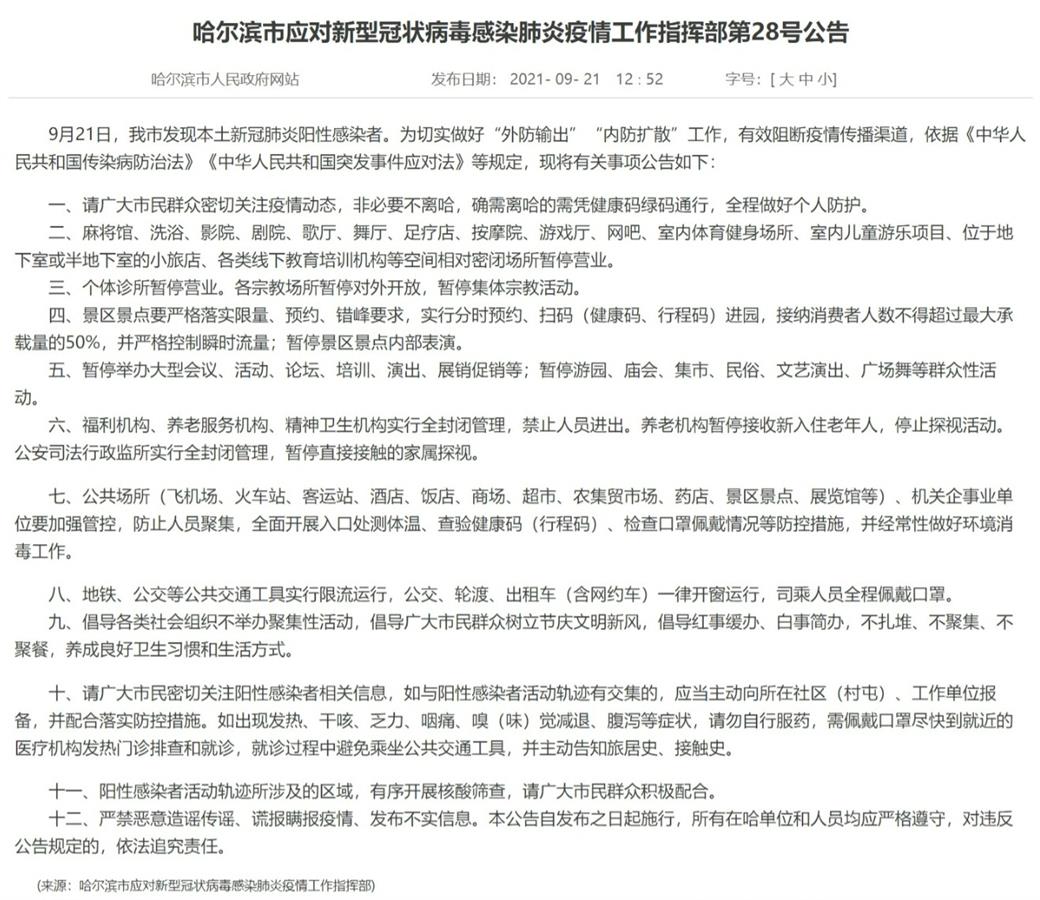 【今日哈尔滨最新疫情，今日哈尔滨最新疫情通报】
