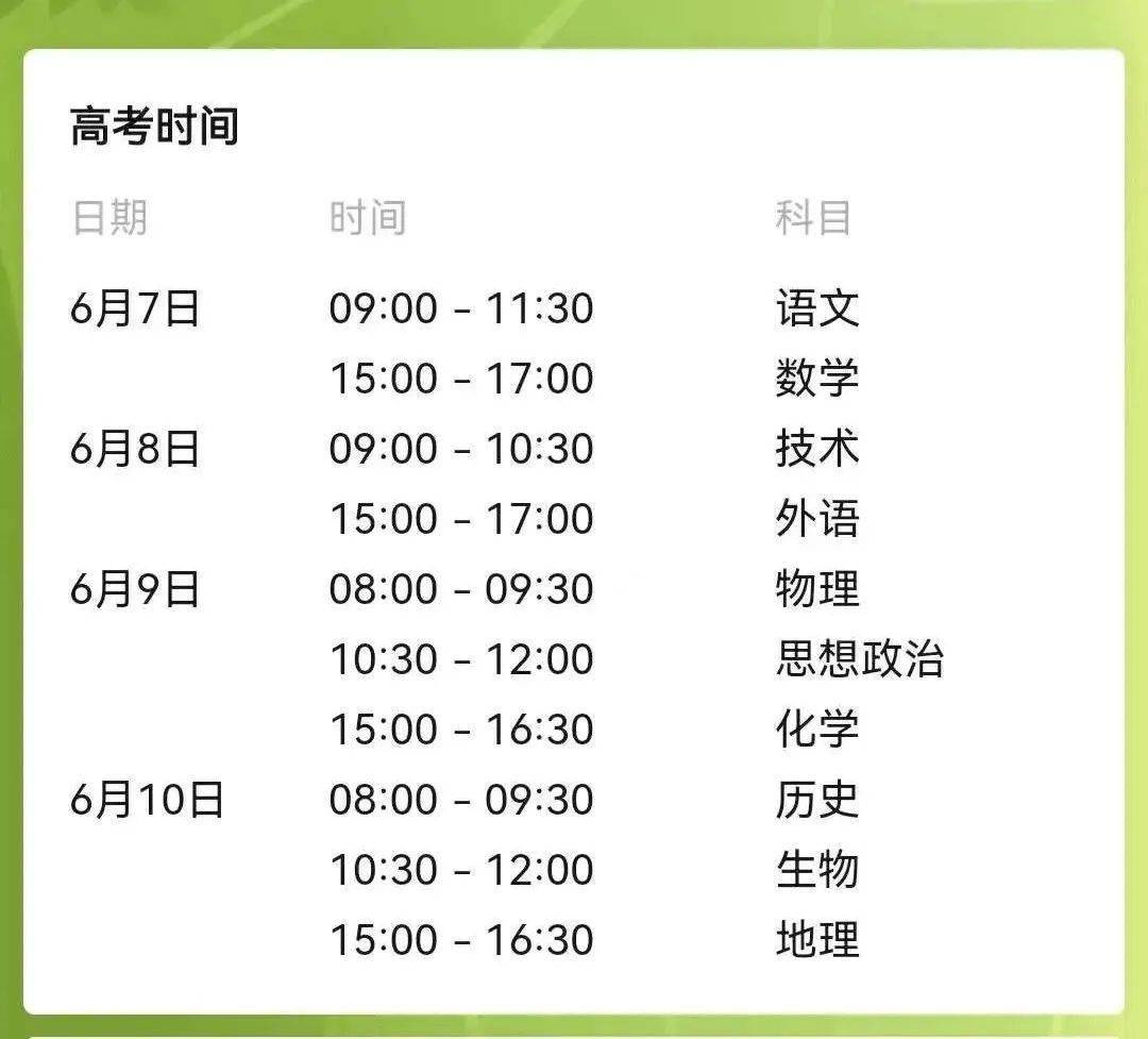 高考时间(高考时间为什么是6月7号8号)