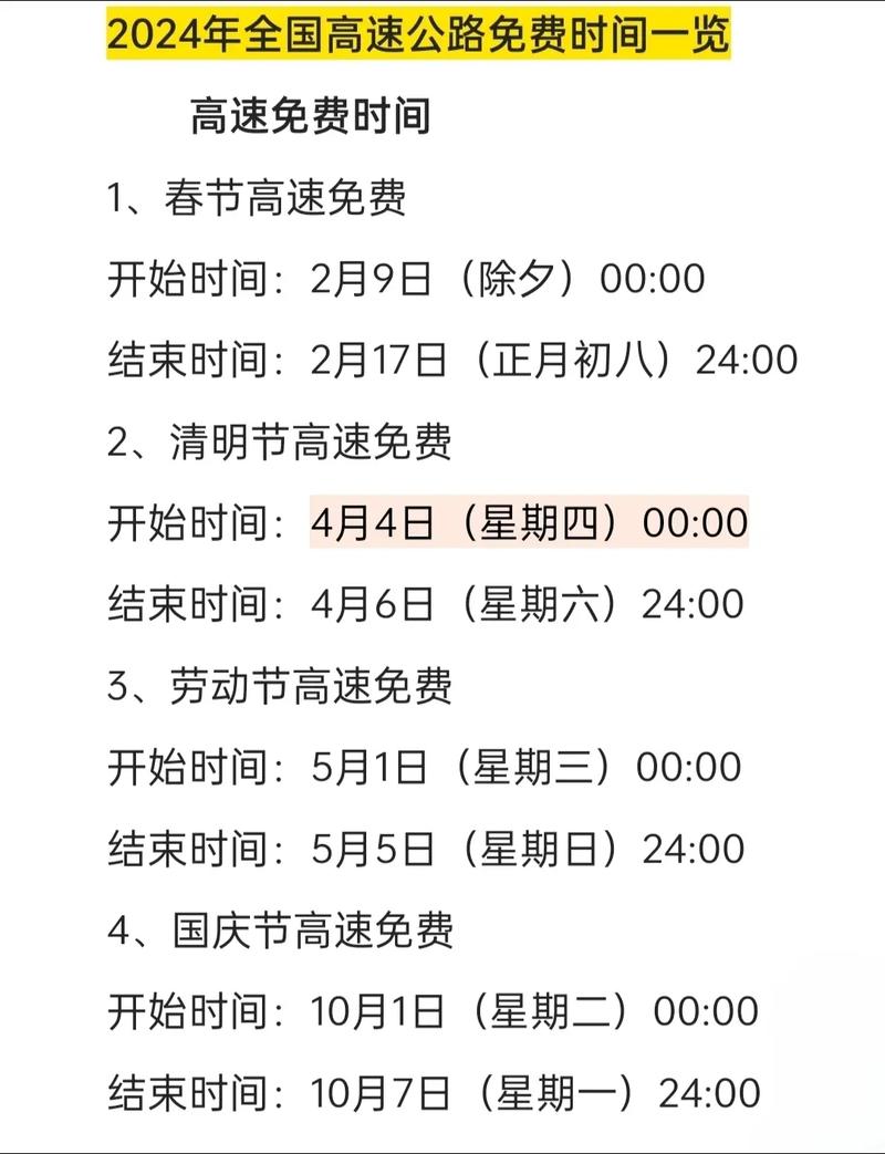 今年春节高速免费时间2024(今年春节高速免费时间2024年) 今年春节高速免费时间2024(今年春节高速免费时间2024年)