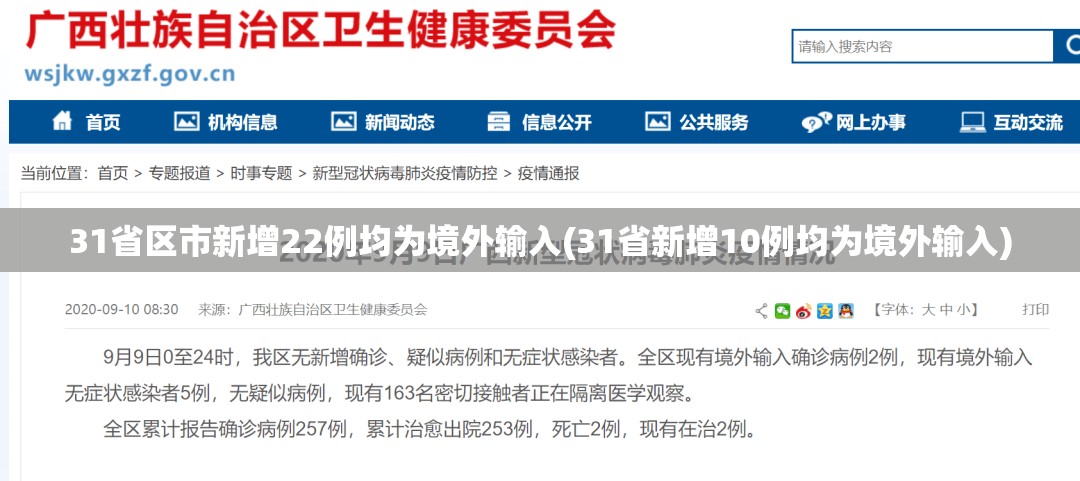 31省区市新增22例均为境外输入(31省新增10例均为境外输入)