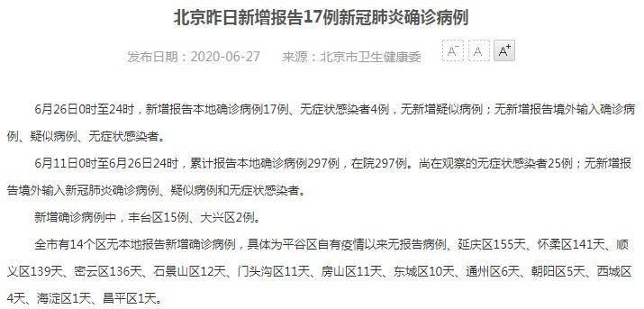 北京昨日新增确诊病例21例(北京昨日新增病例10例)