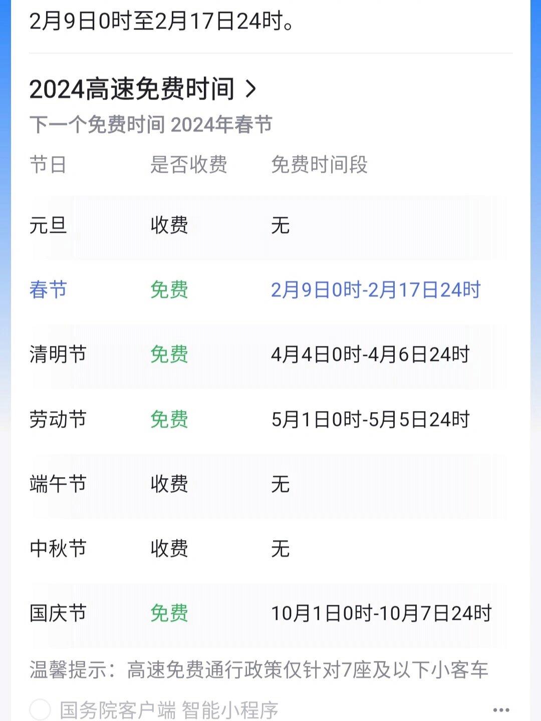 2024春节高速免费持续9天/2o21年春节高速免费几天