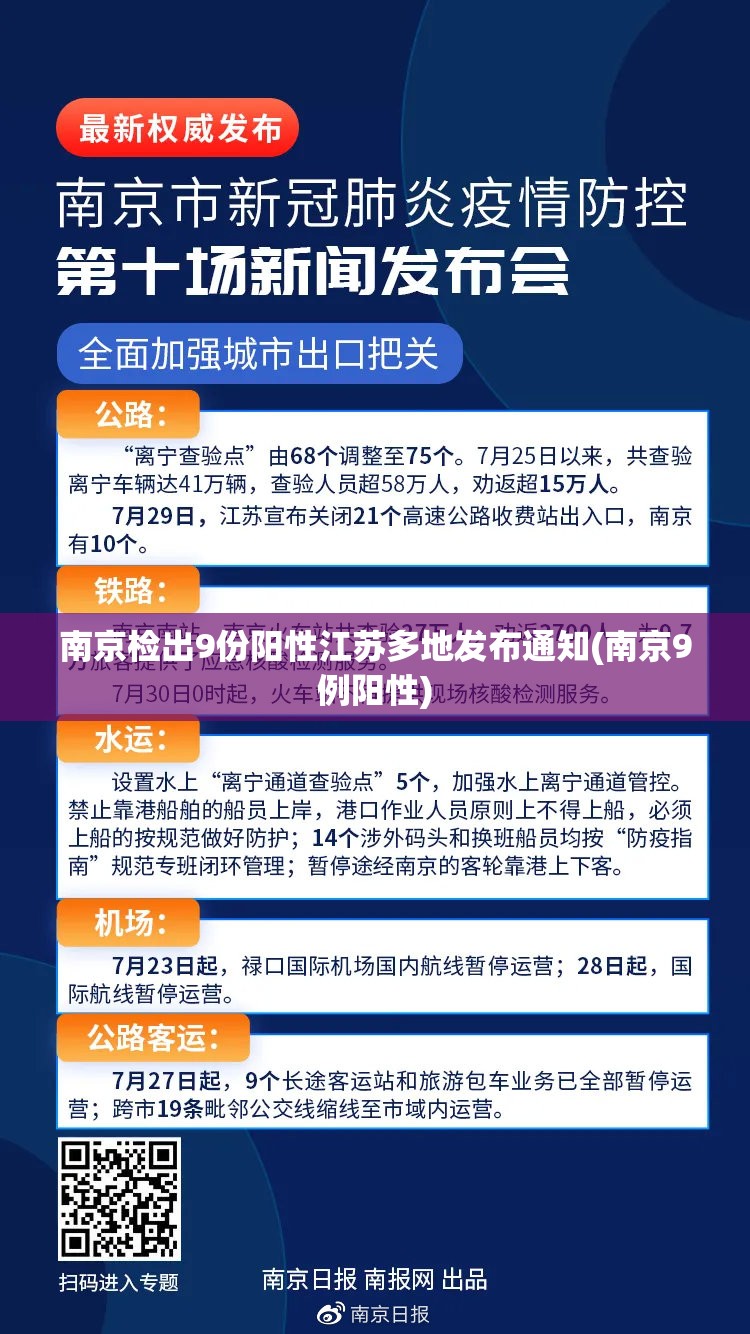 南京检出9份阳性江苏多地发布通知(南京9例阳性) 南京检出9份阳性江苏多地发布通知(南京9例阳性)